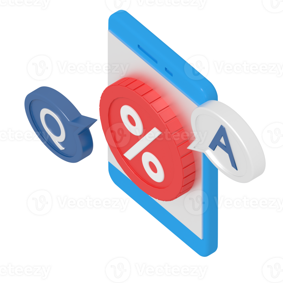 Q and A about discount on phone isometric style png