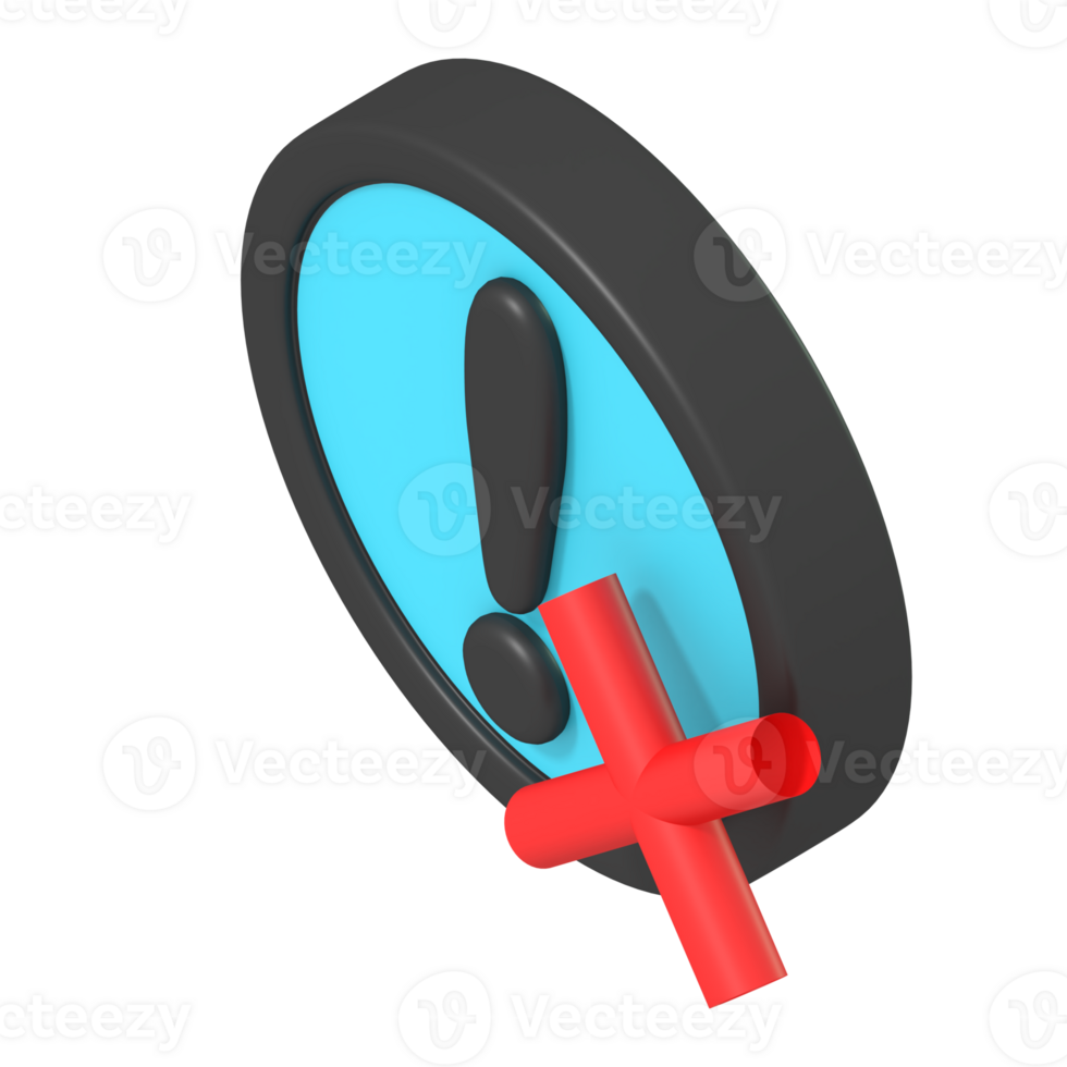 3D Warning Icon with Cross Symbol png