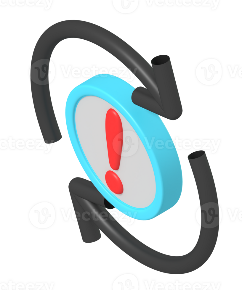 3D Warning Sign with Circular Arrows png