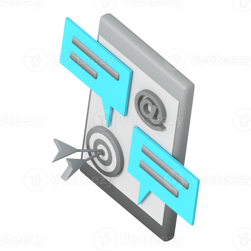 Digital marketing phone isometric style png