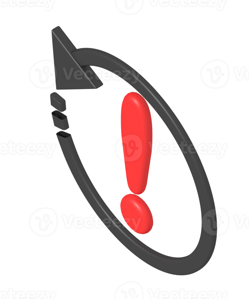 3D Warning Symbol with Exclamation Mark png