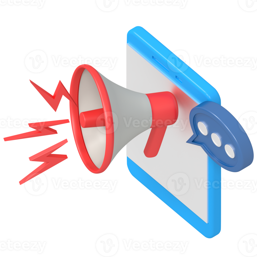 Digital marketing on phone isometric style png