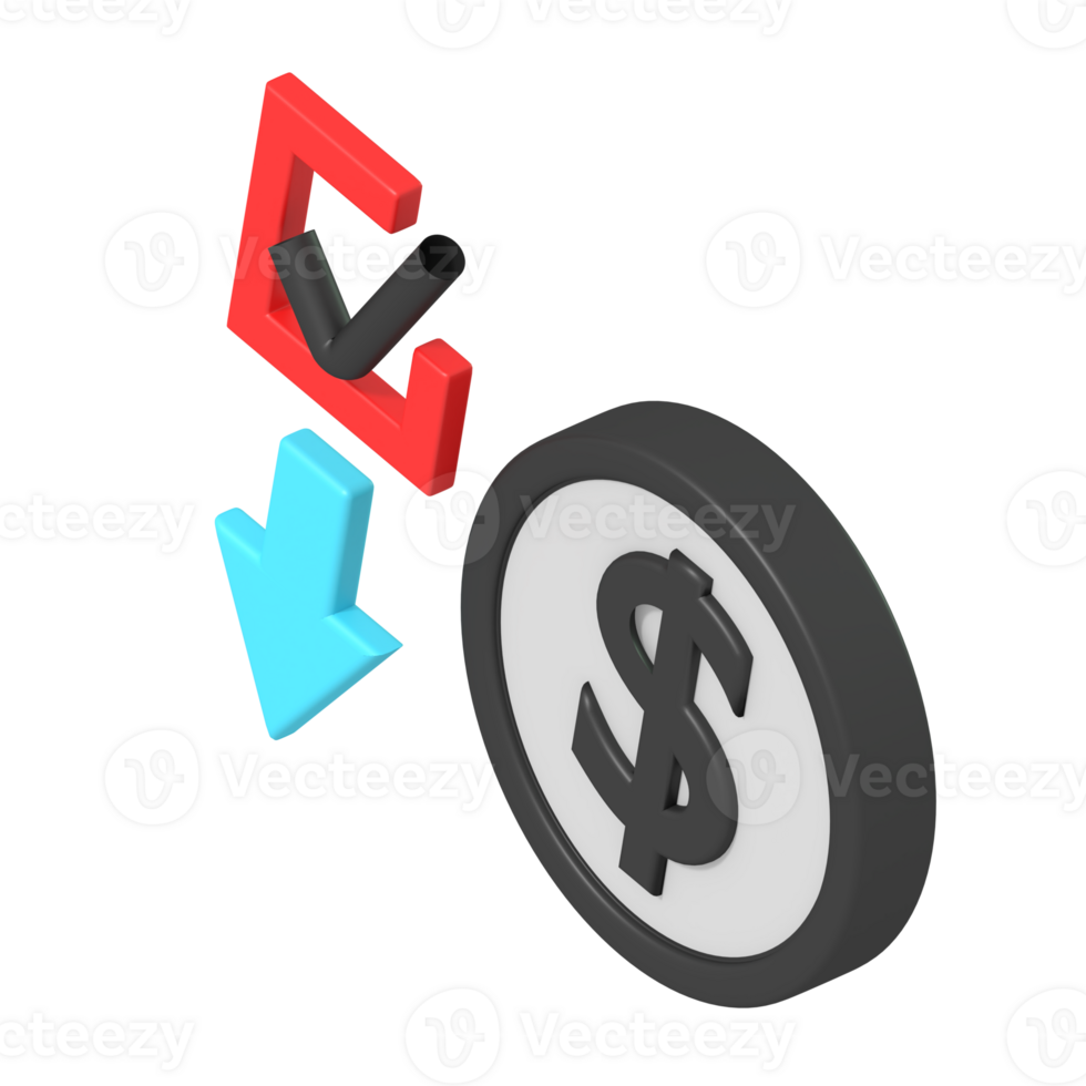 3D Financial Symbols with Dollar Sign and Arrows png