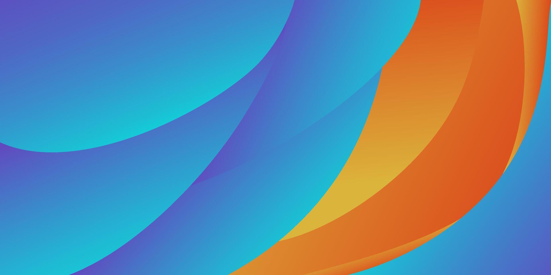 Abstract blue and orange geometric 3D background. Wave color background with circle pattern design. Fluid shape composition. vector
