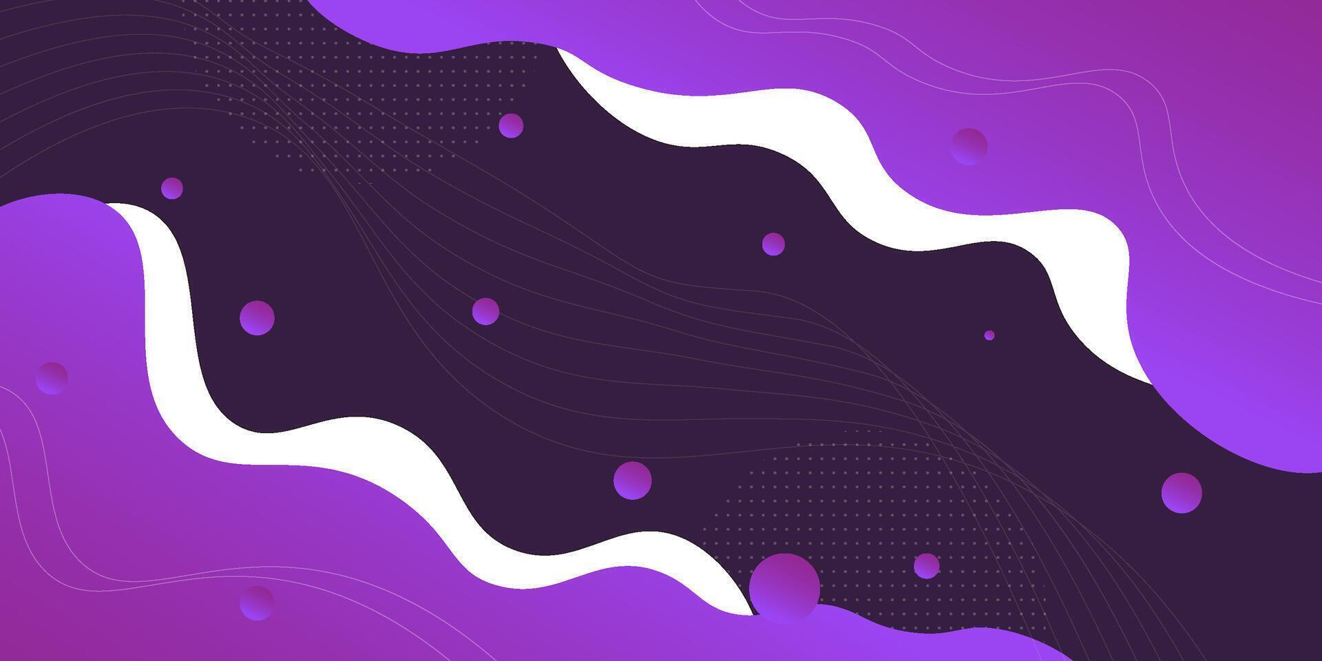 Dynamic purple textured background fluid design in 3D style with wavy orange colors. vector