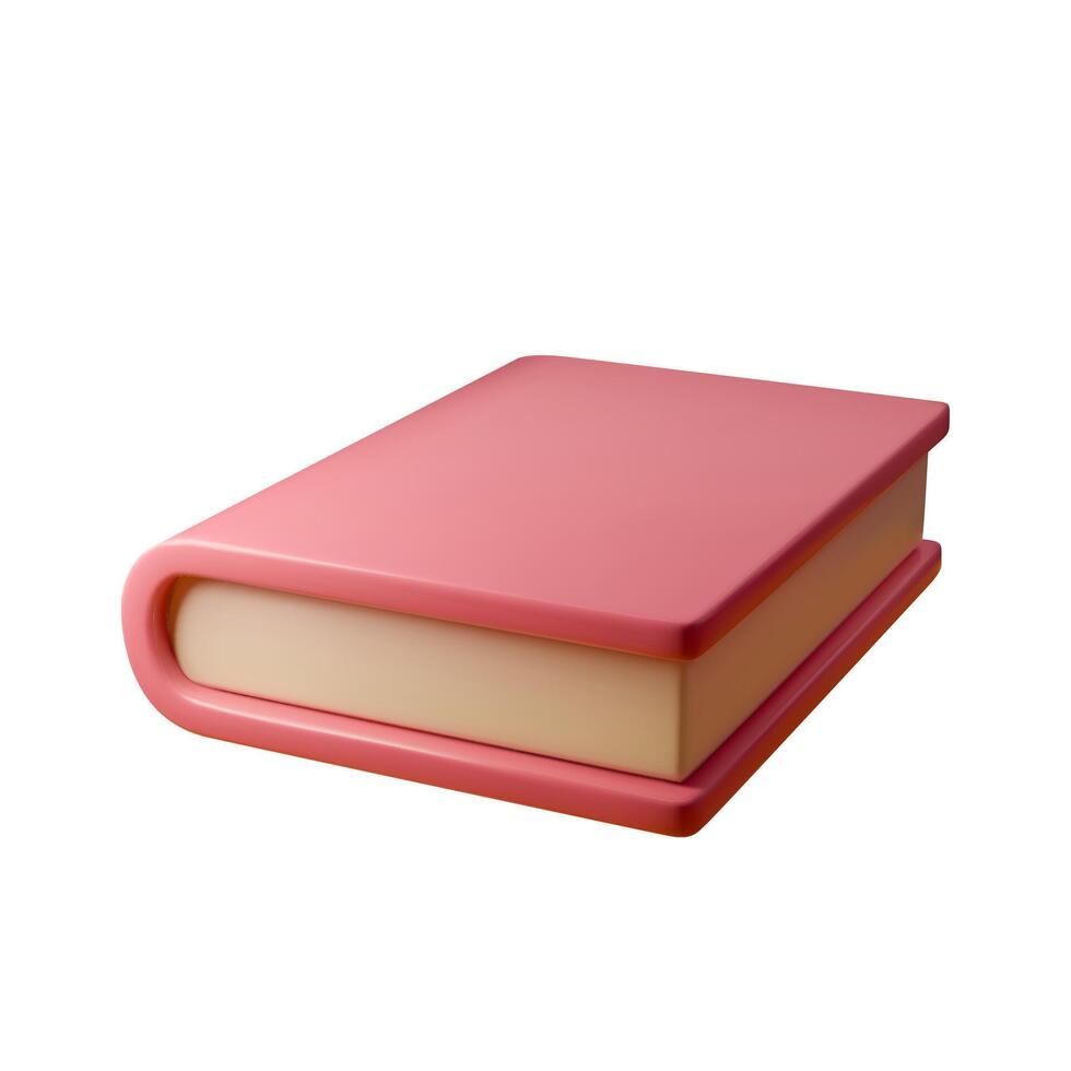 3D illustration of a book with a pink cover. A simple and minimalist model suitable for educational, office, and corporate projects. Stylish and modern design vector