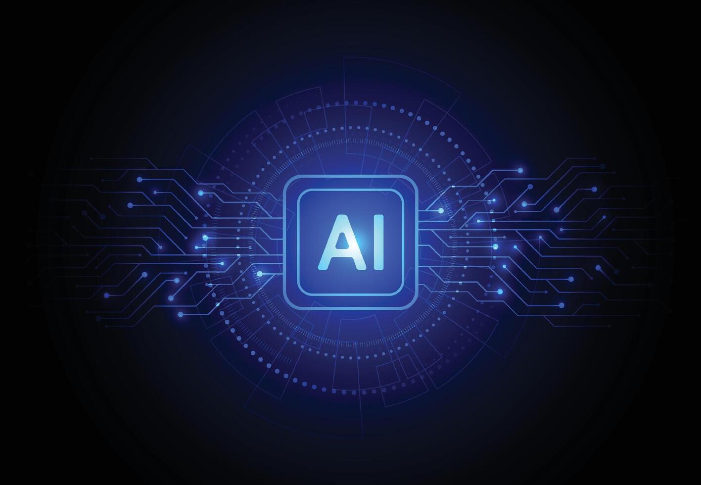 Artificial intelligence chipset on circuit board in futuristic concept technology artwork for web, banner, card, cover vector