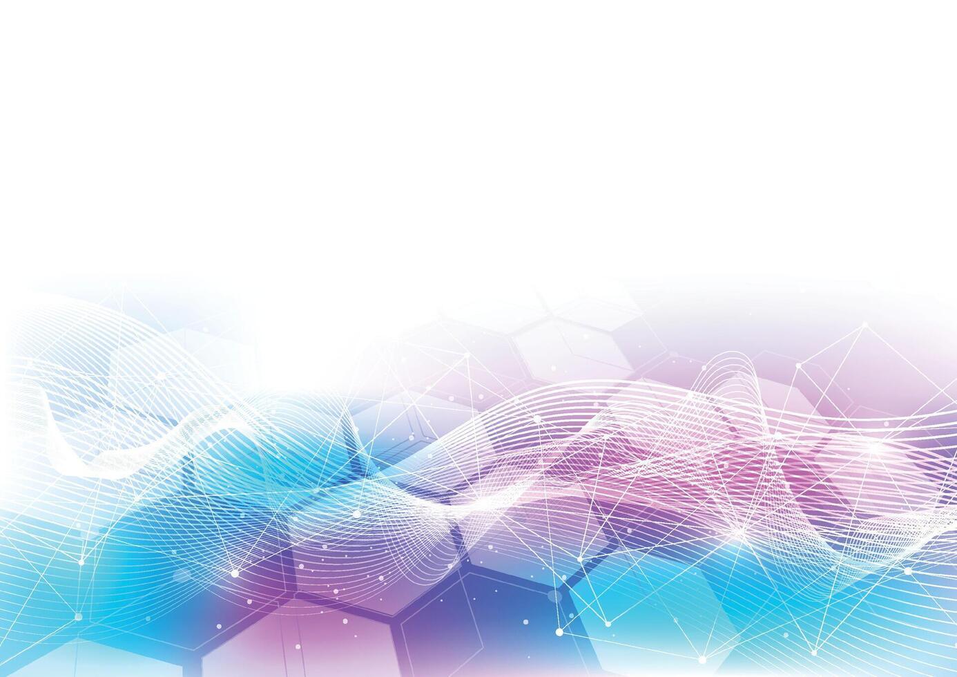 Abstract technology hexagons pattern background for Network connection concept with mesh dots and lines innovation vector