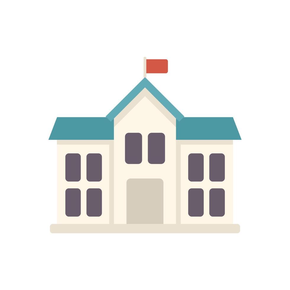 Big university building with red flag waving on top vector