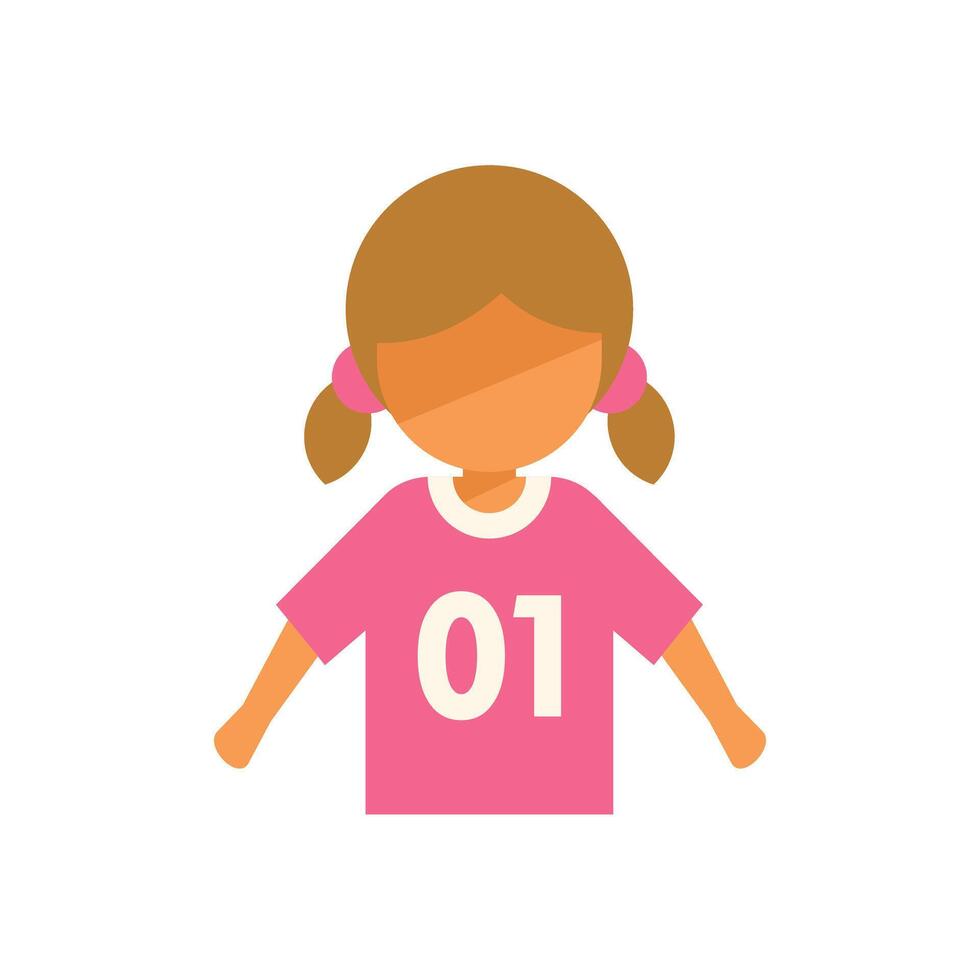 Young female athlete wearing pink t shirt number one vector
