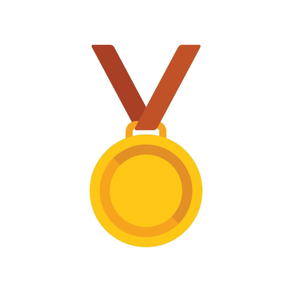 Gold medal hanging on red ribbon symbolizing achievement vector