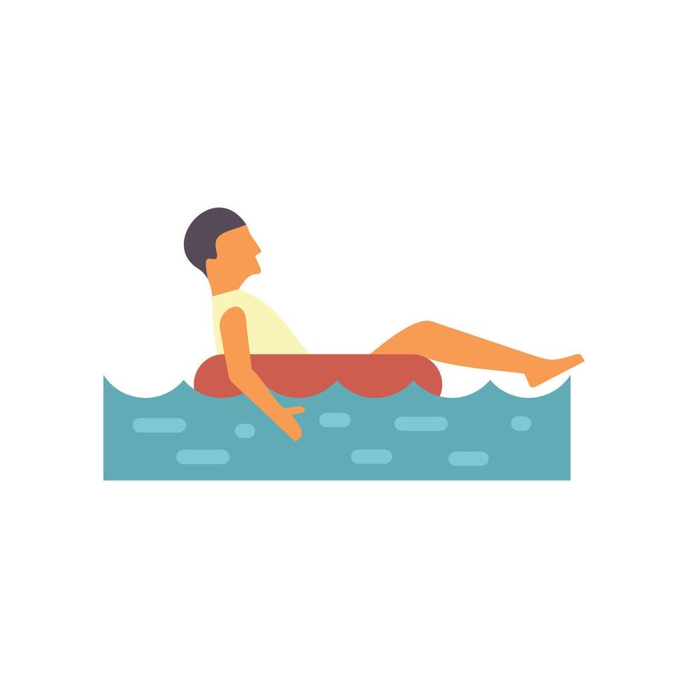 Man relaxing on an inner tube in the water vector