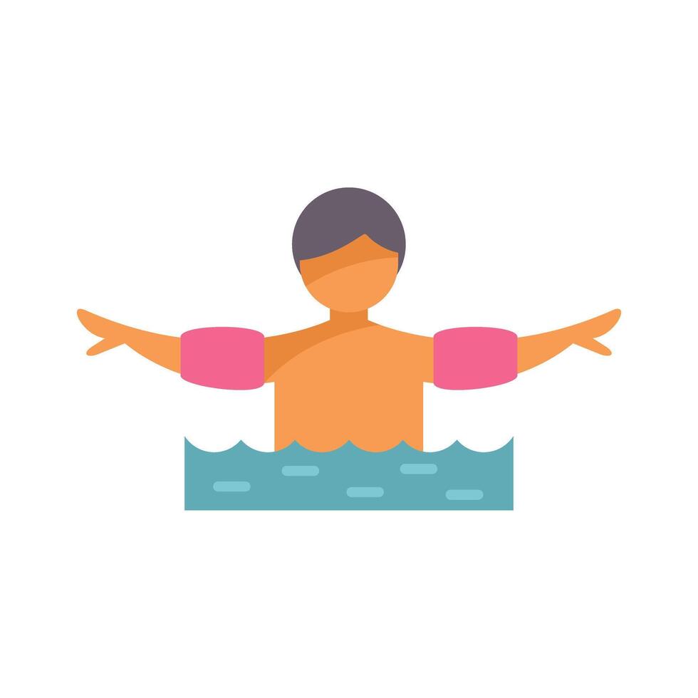 Boy swimming with inflatable armbands in the sea or swimming pool vector