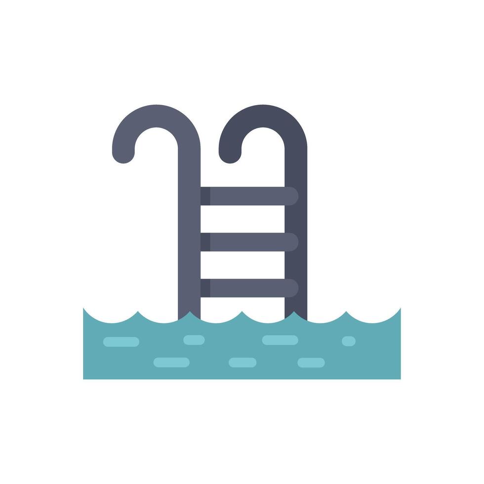 Swimming pool ladder emerging from water in flat design vector