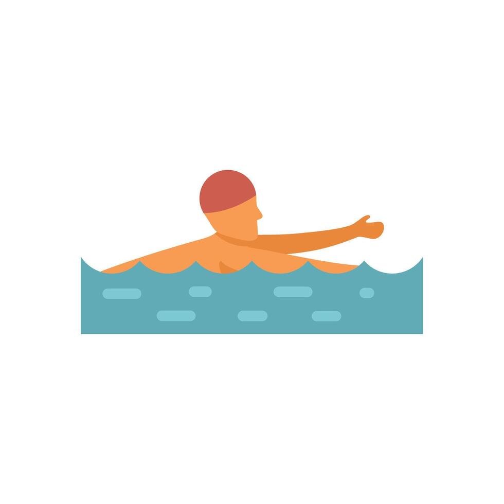Man swimming and training in a pool with a swimming cap vector