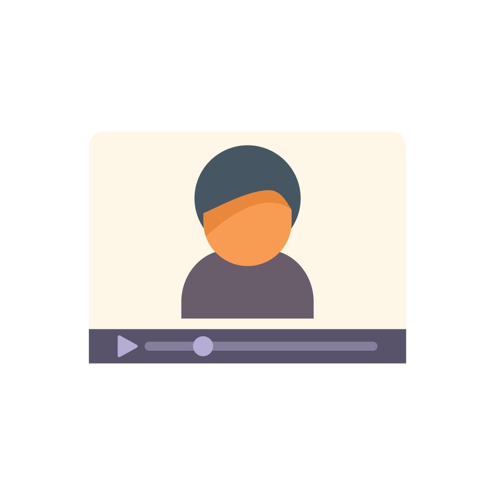 Video player displaying young man recording himself for online content vector