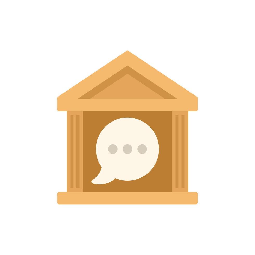 Government institution building facade with speech bubble symbol vector