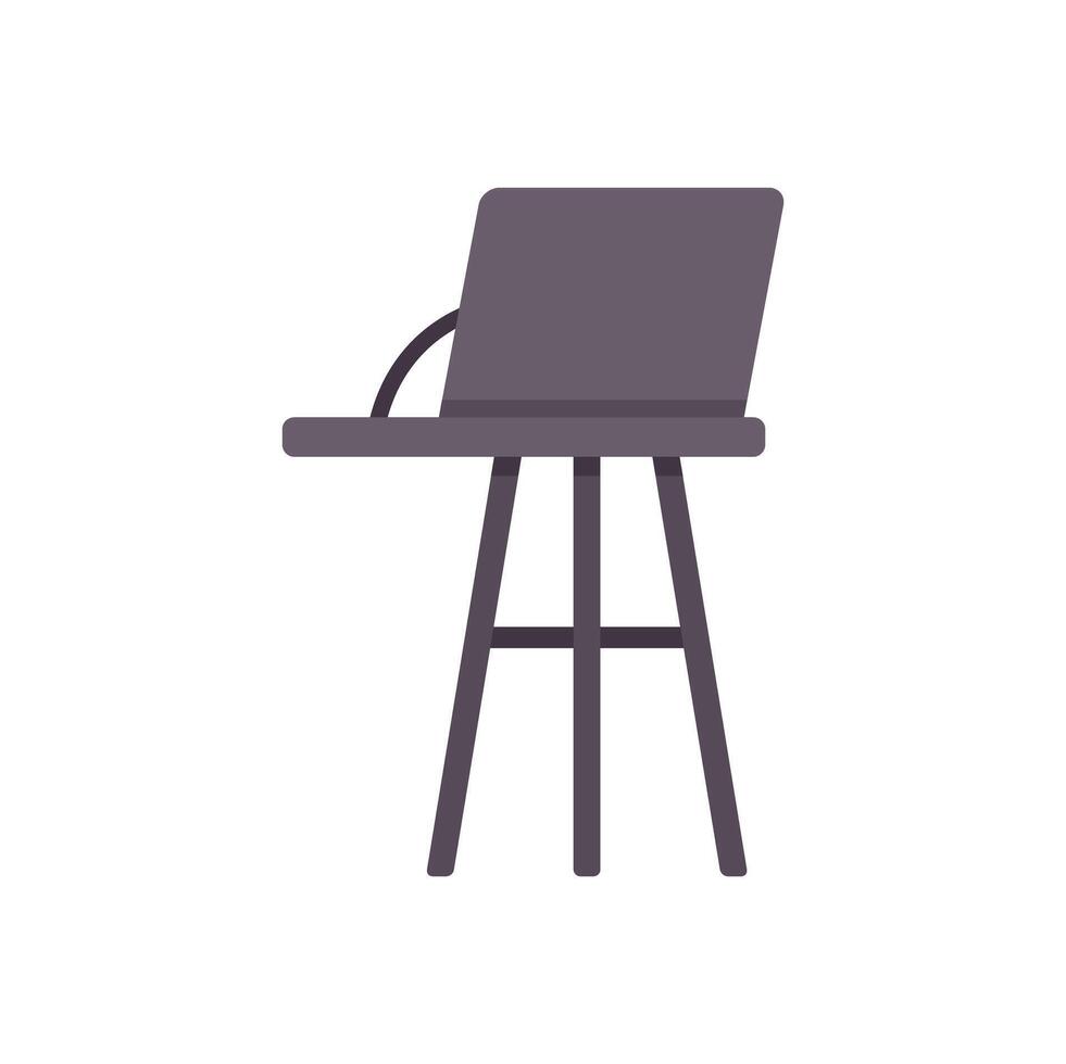 High chair with laptop displaying empty screen side view vector