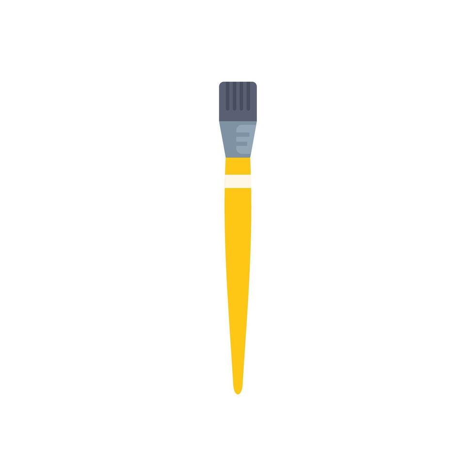 Yellow paintbrush standing up isolated on white background vector