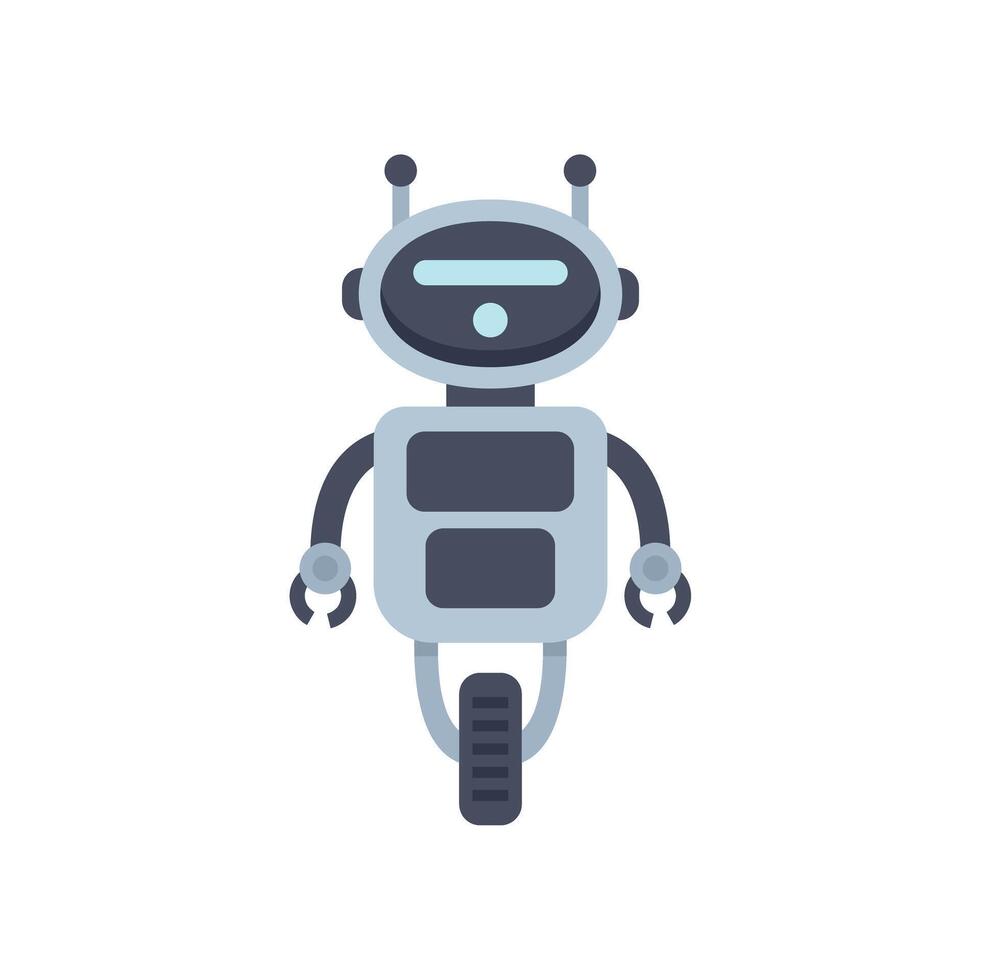 Cartoon illustration of a robot moving on one wheel vector