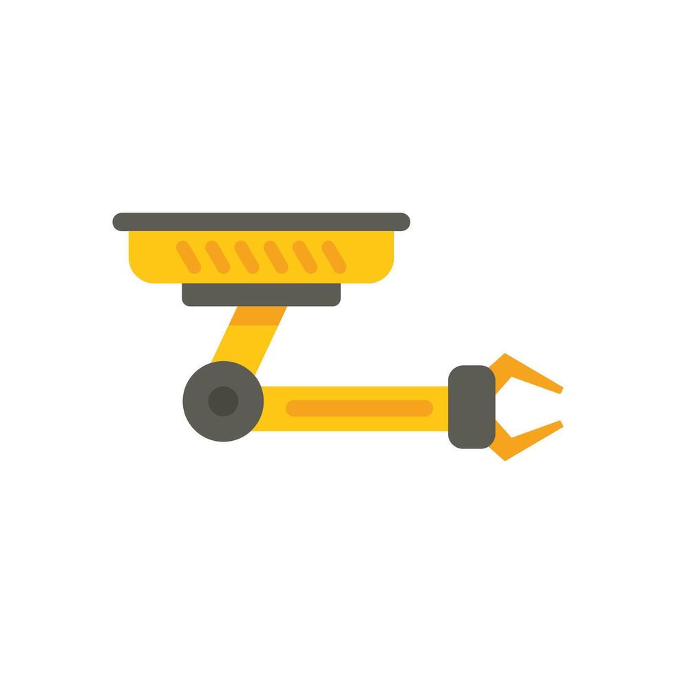 Yellow robotic arm holding empty platform vector