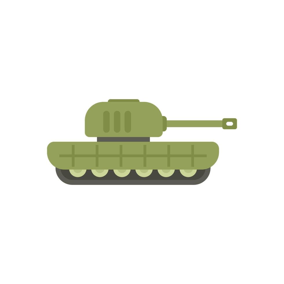 Green military tank pointing its cannon right side view vector