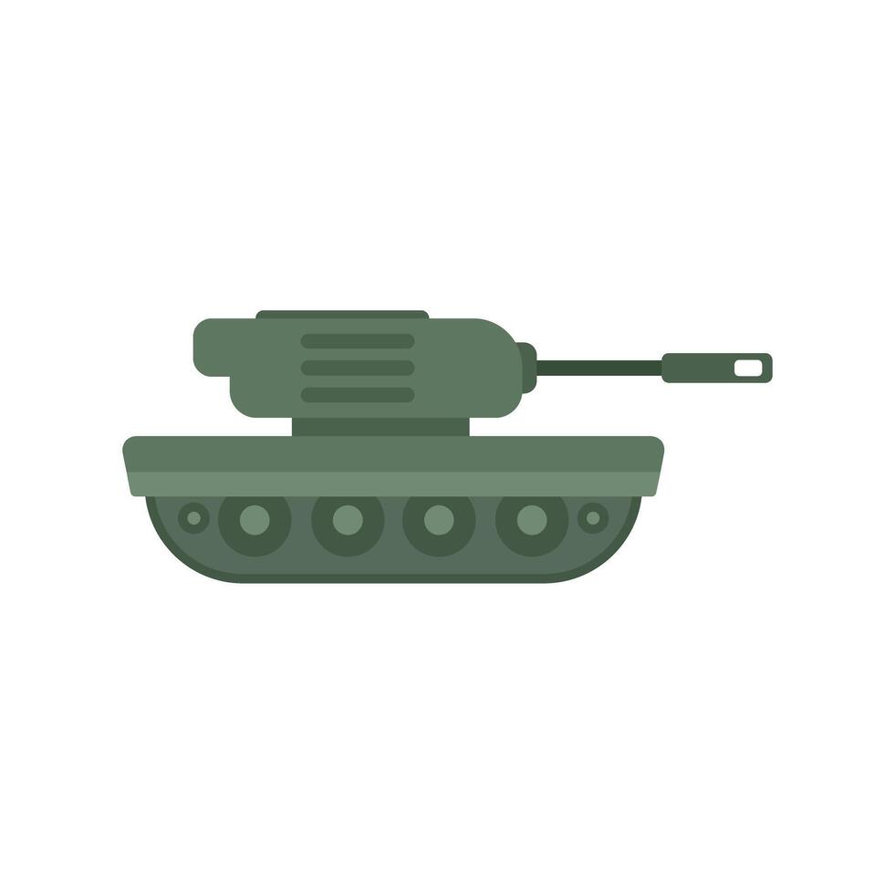 Green military tank standing still with its cannon facing right vector