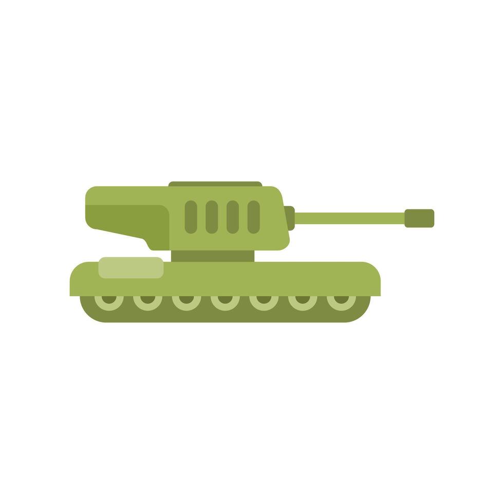 Green military tank moving on its tracks side view illustration vector