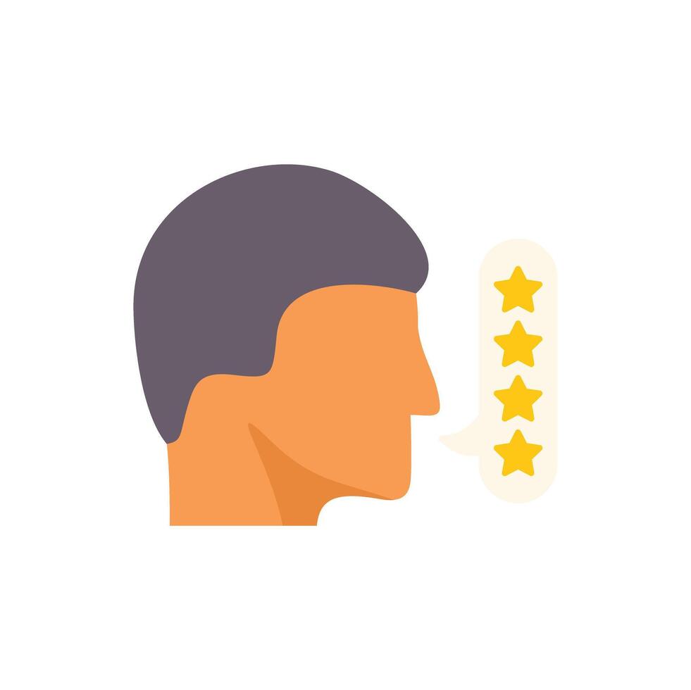 Man giving five star feedback rating with speech bubble vector