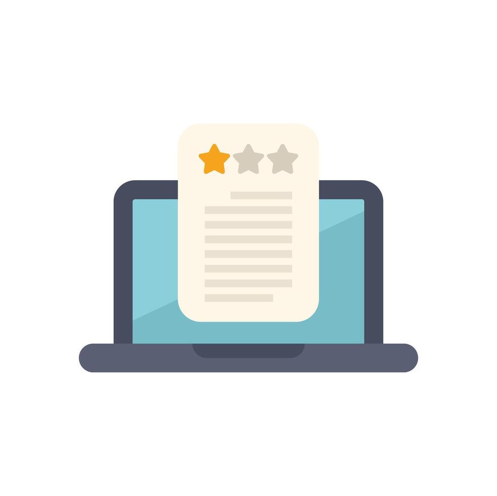 Online customer feedback survey with laptop and stars rating vector