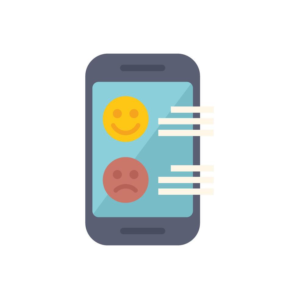 Smartphone showing customer feedback with positive and negative emoji on screen vector