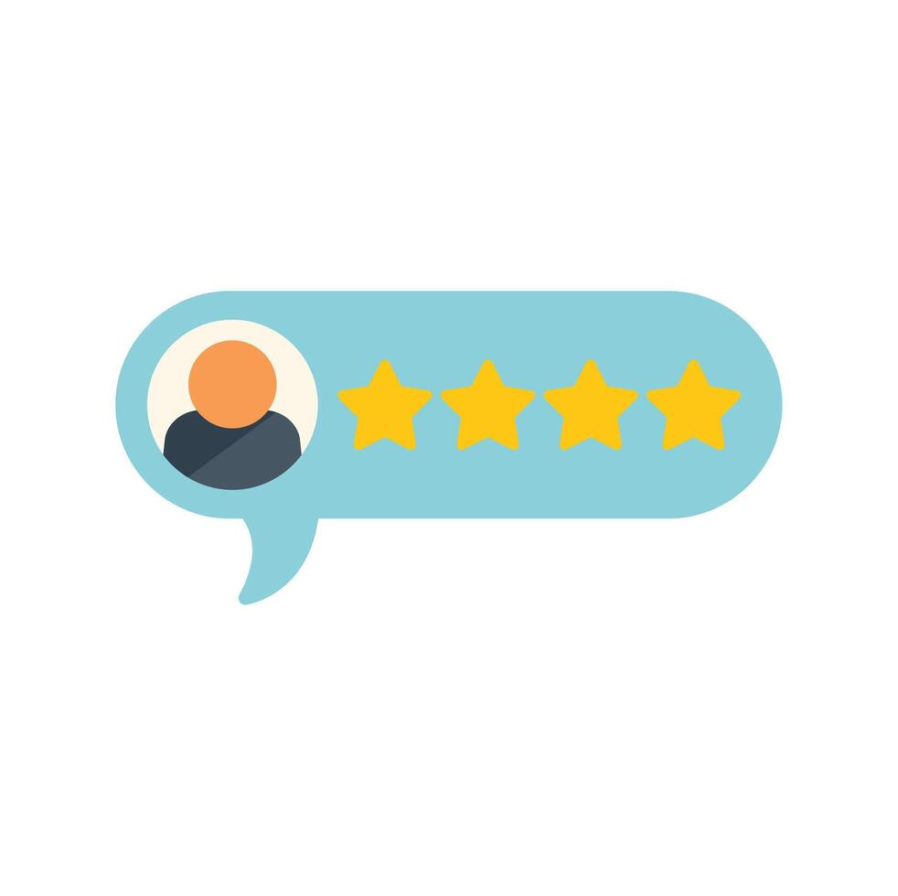 Customer giving five star feedback rating review bubble icon vector