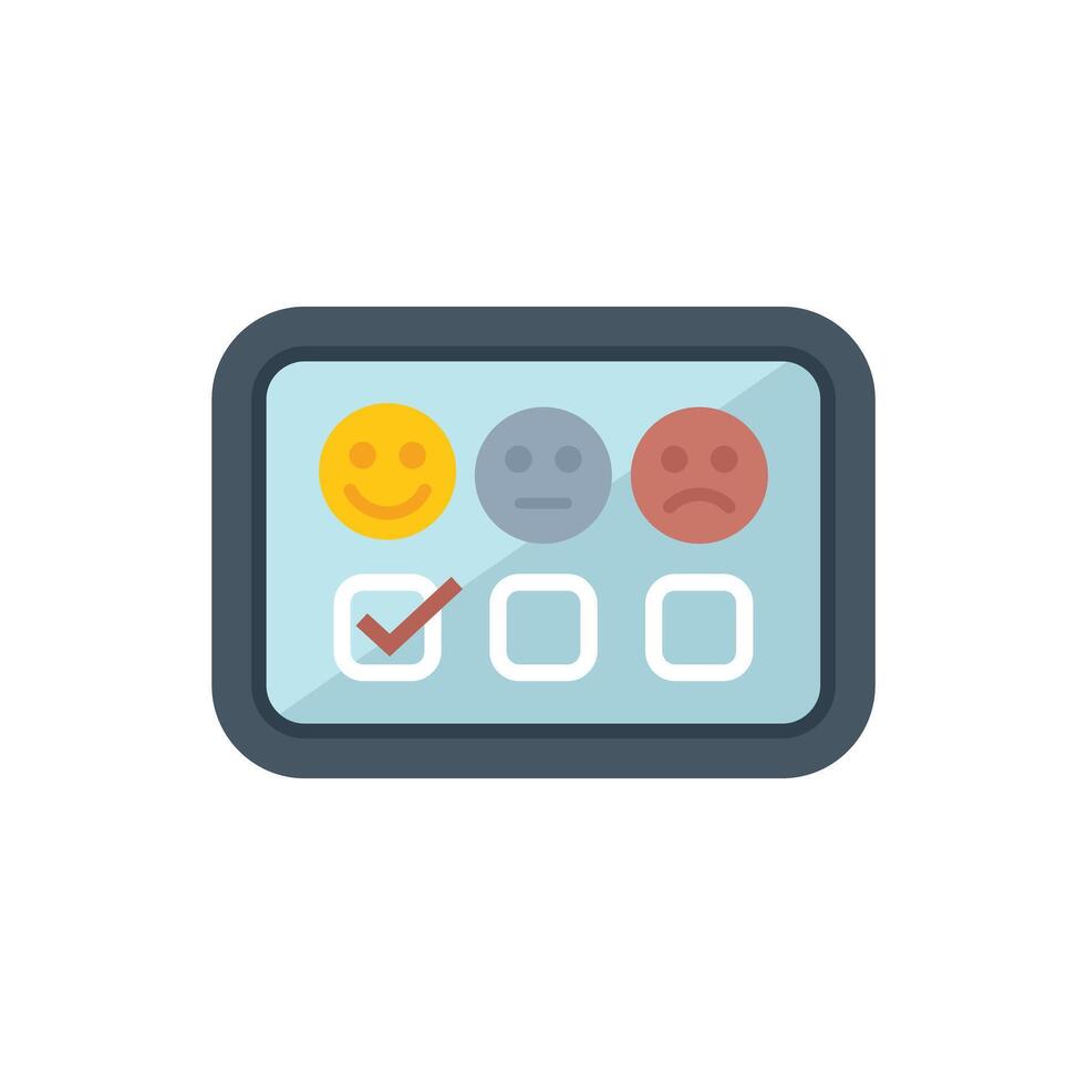 Tablet showing customer choosing positive feedback rating icon vector