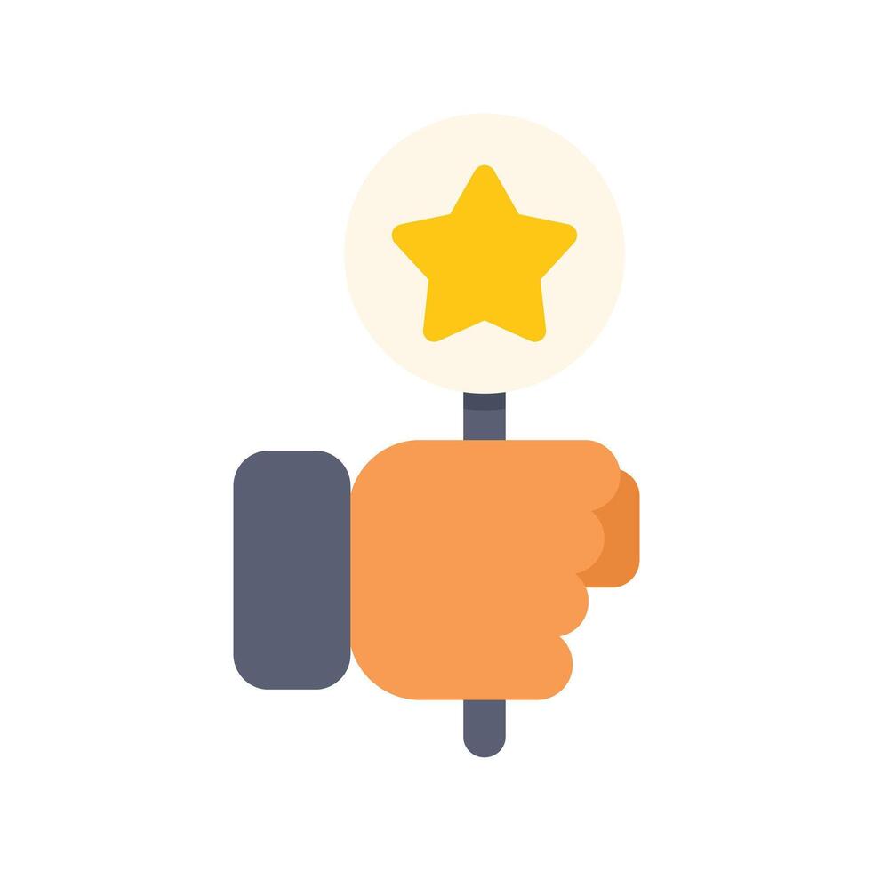 Hand holding a star sign for the best review rating vector