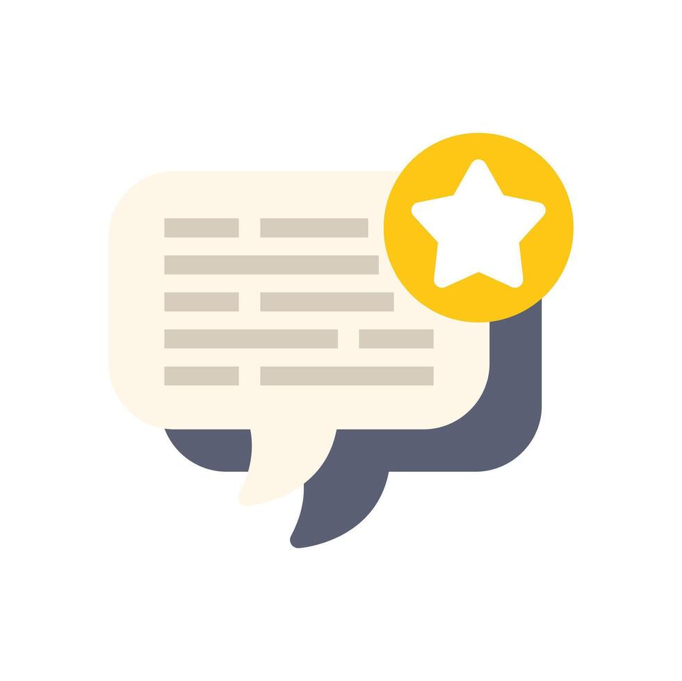 Speech bubble showing positive customer feedback with star rating vector