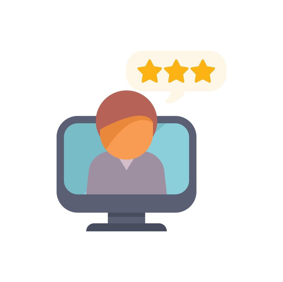 Businessman giving five star feedback on computer screen vector