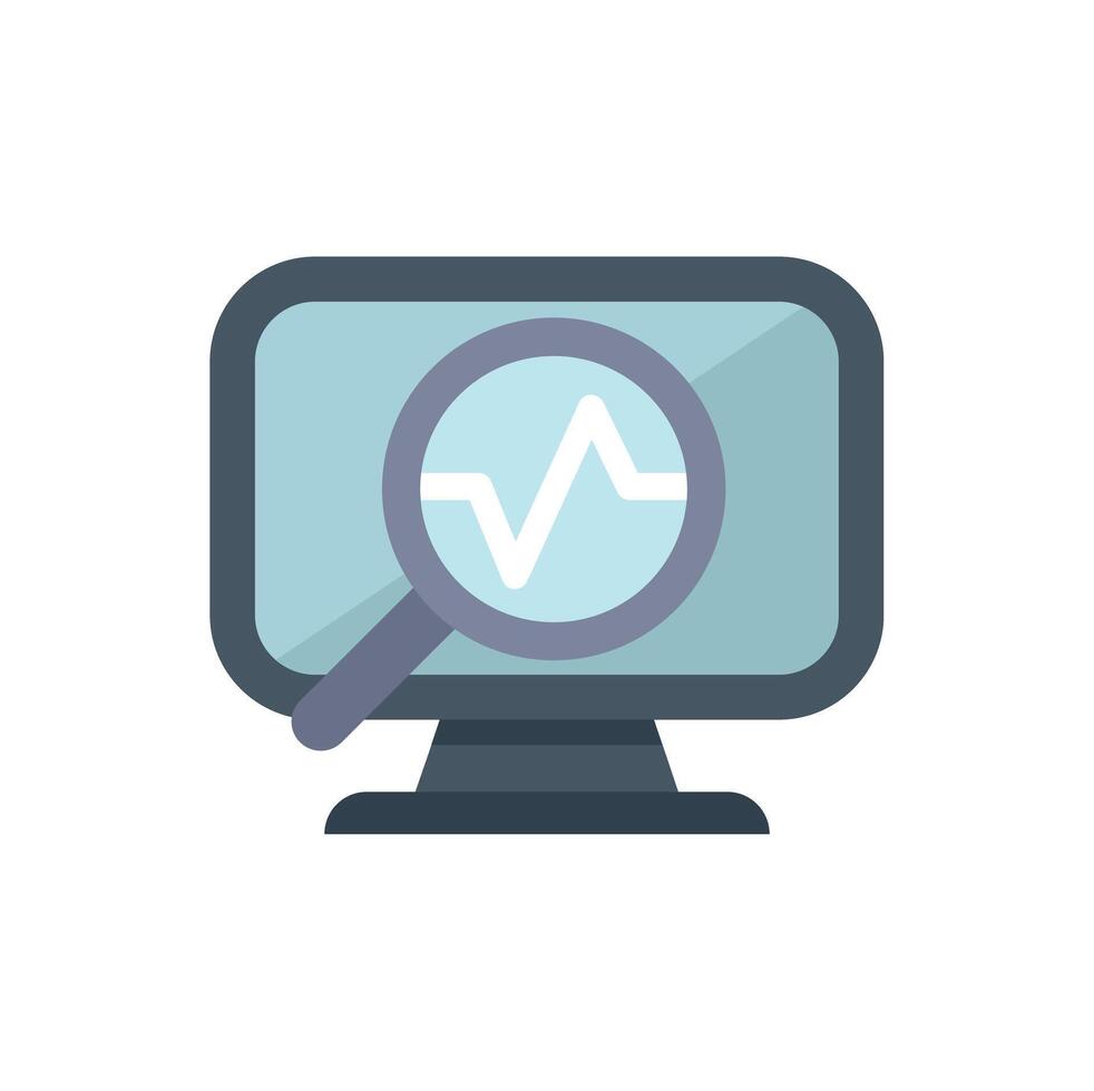 Magnifying glass analyzing graph on computer screen vector