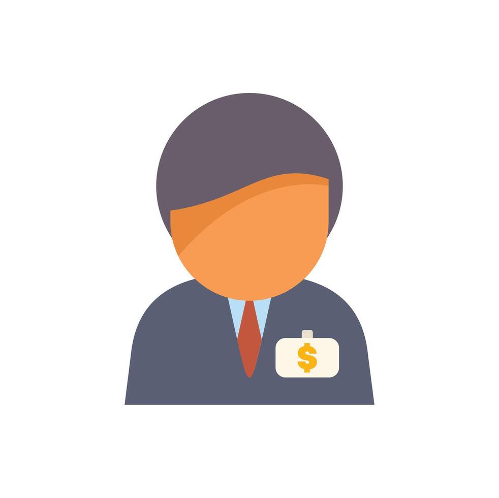 Businessman character wearing dollar sign name tag icon vector