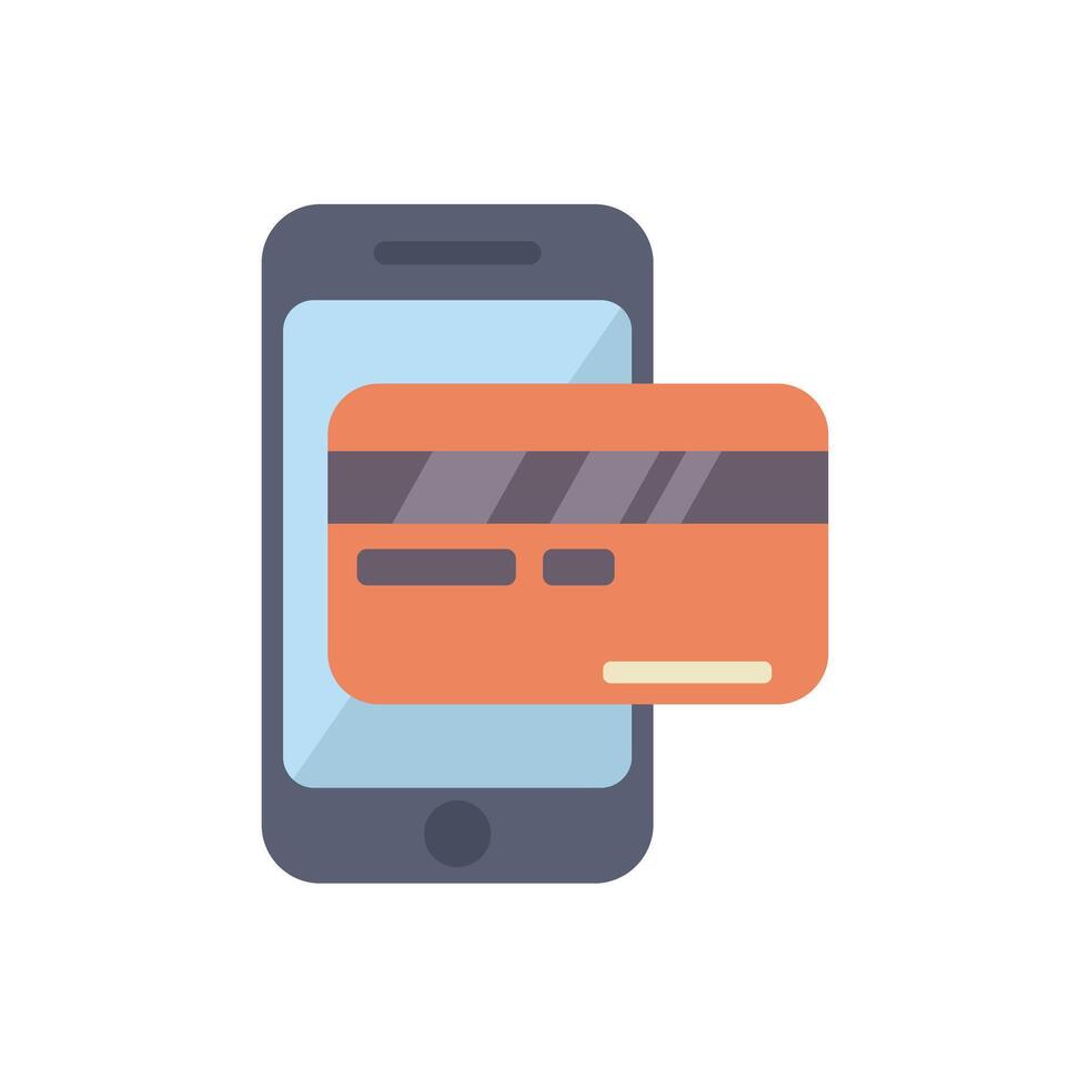 Smartphone displaying credit card for online payment vector