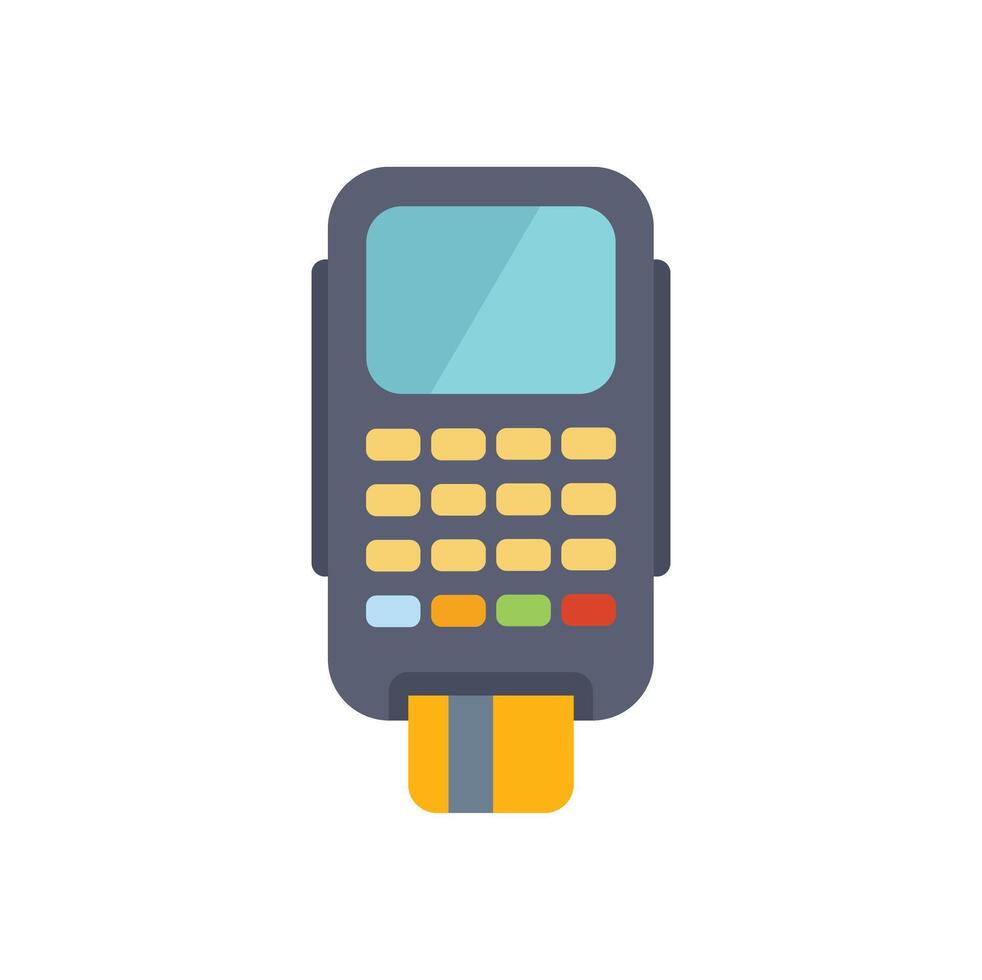 Credit card being inserted into pos terminal for payment vector