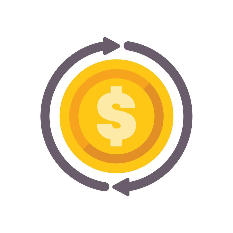 Circular economy showing money circulation with arrows around a dollar coin vector