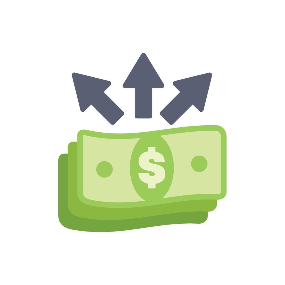 Money increasing value with upward arrows vector