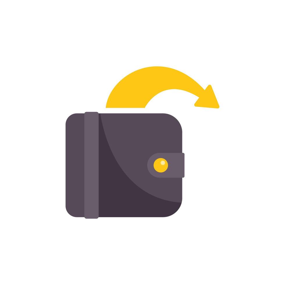 Yellow arrow returning to wallet with money leaving through top vector