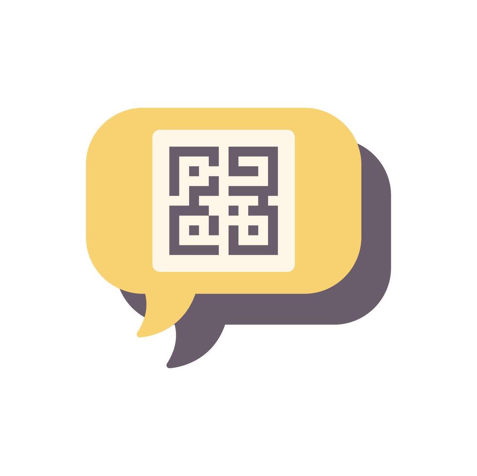 Speech bubble containing qr code for online communication vector