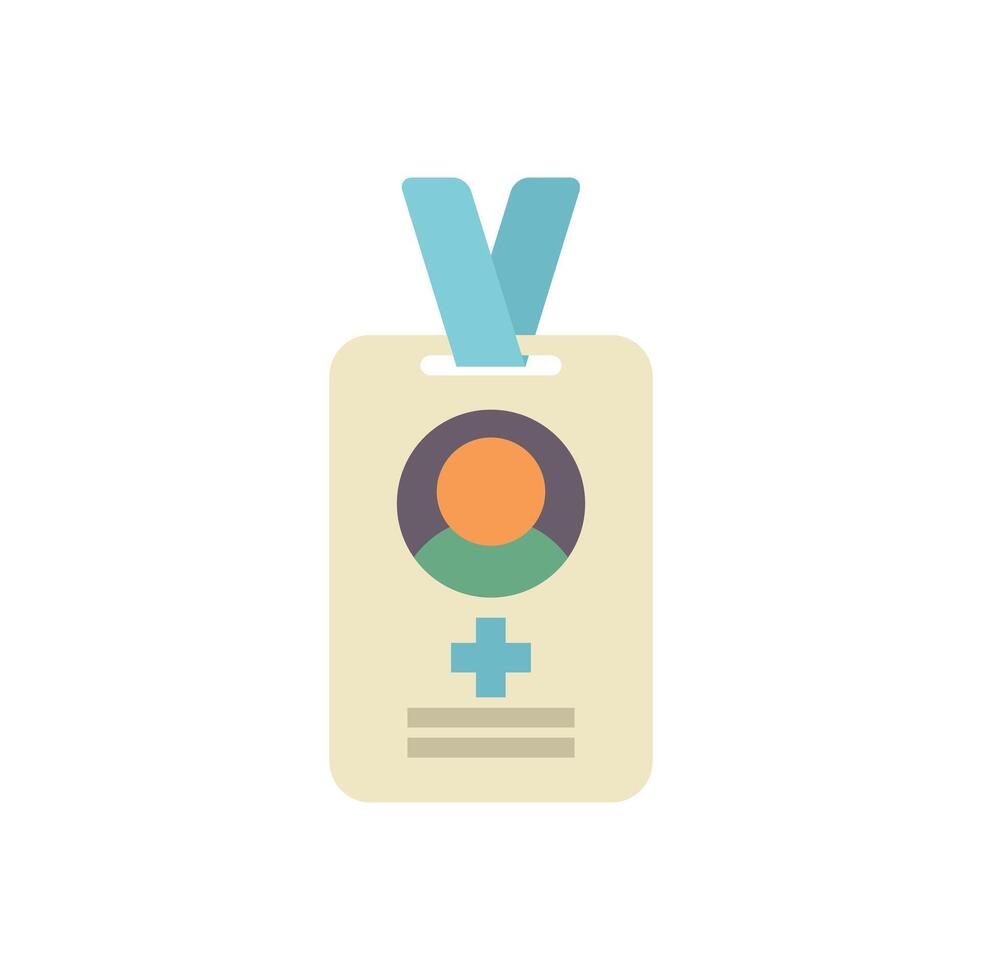 Medical id card hanging with blue ribbon showing doctor identity vector