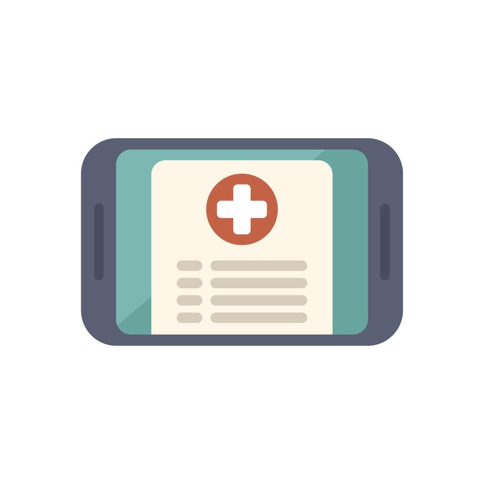 Smartphone showing electronic medical record with cross symbol on screen vector