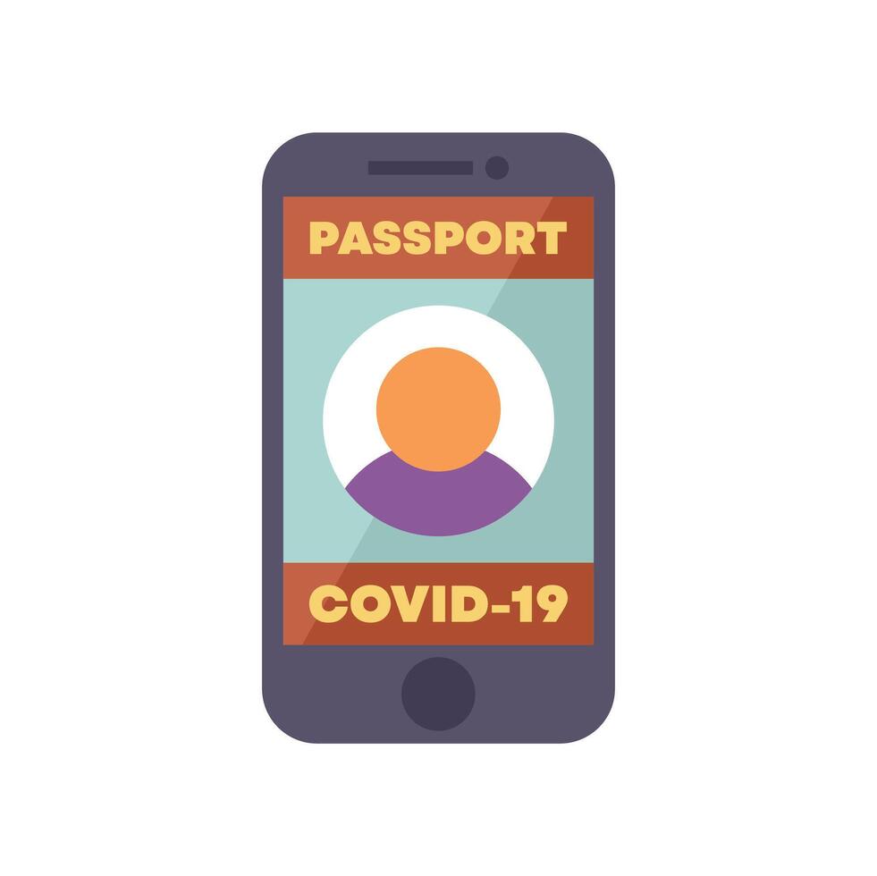 Smartphone showing covid 19 immunity passport vector