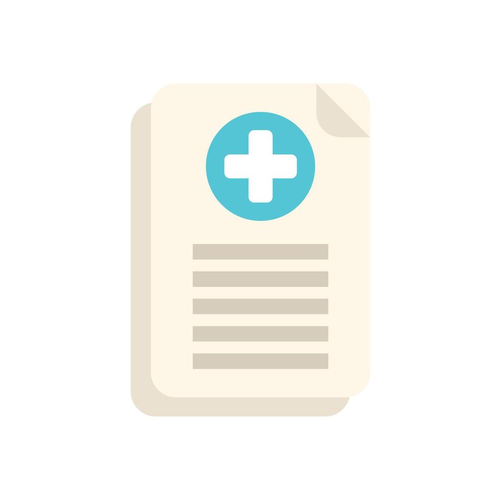 Medical history with blue cross symbol on top right corner vector