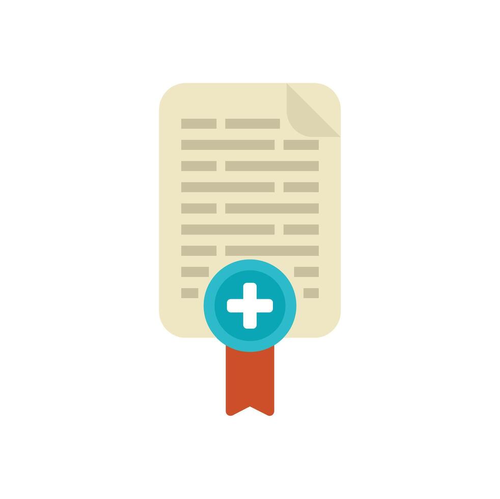 Medical document with cross and ribbon icon flat style vector