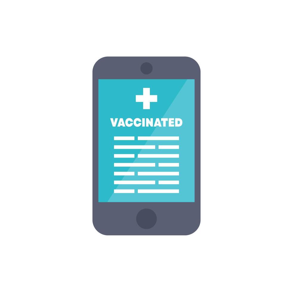 teléfono inteligente demostración prueba de vacunación con digital certificado vector